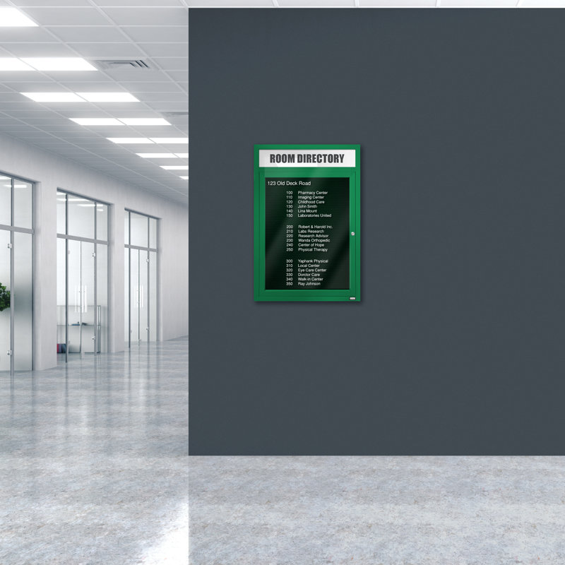Carte à fixation murale délimitée directory cabinet, Vert thermolaqué, Un, H 36 po x l 24 po
