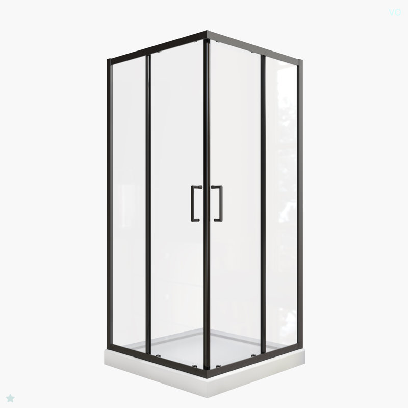 Porte de douche coulissante, avec verre trempé de 1/4 po, cadre de douche pivotant néo-angle 34,625 po x 72 po