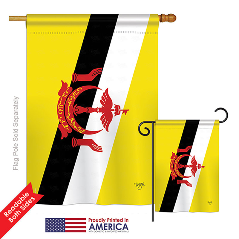 Drapeau de polyester vertical décoratif à 2 côtés brunei of the world