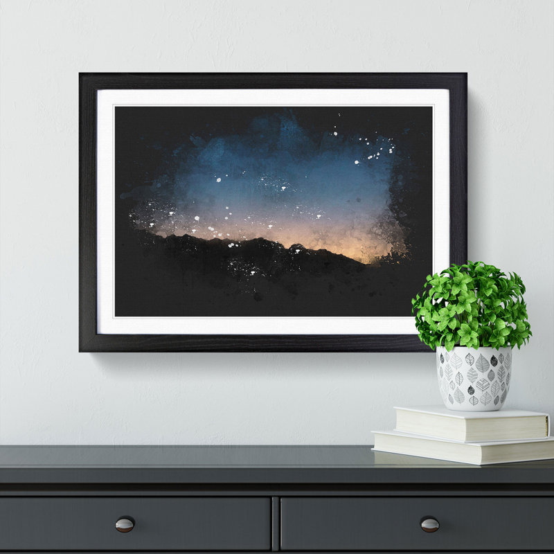 Sun Hiding Behind the Mountain - Picture Frame Graphic Art Print, Black Framed, 33cm H x 45cm W x 2cm D