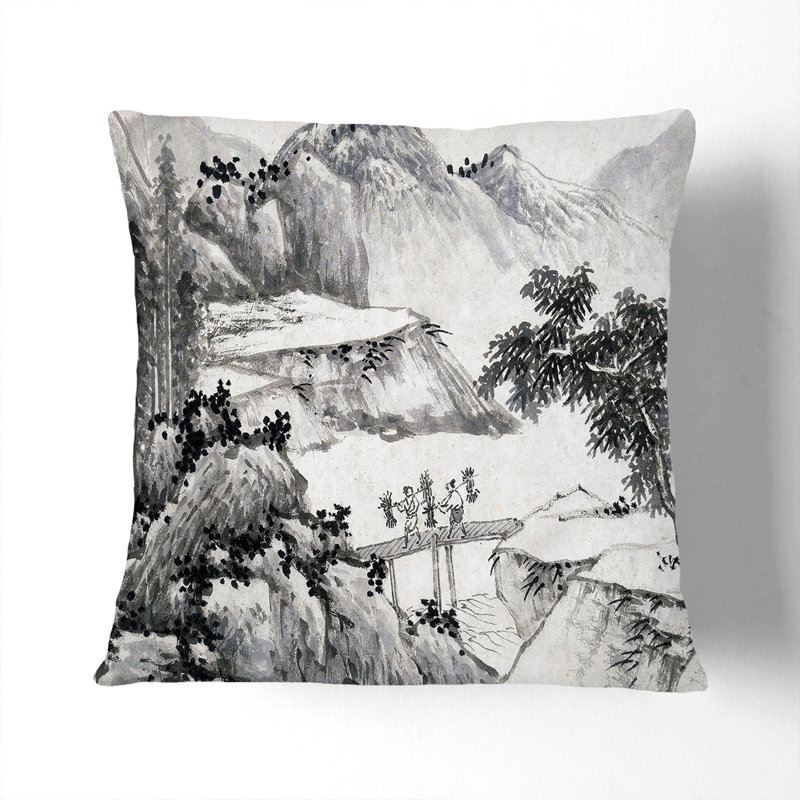 Abstract Square Throw Cushion, 55cm H x 55cm W x 20cm D, Stone