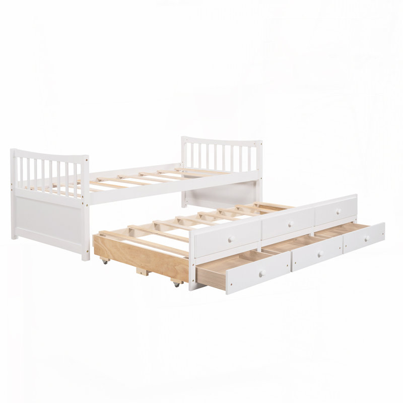 Daybed with Trundle and Drawers, White