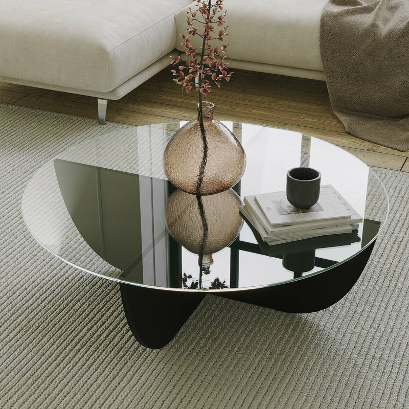 Cescily Coffee Table, Clear Top/Black Base