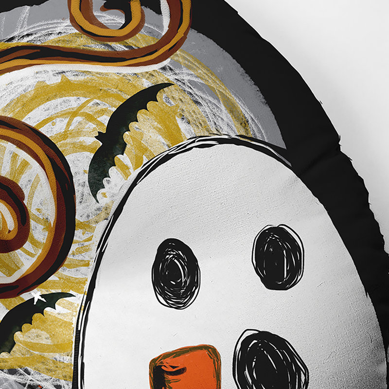 326_Ooky Spooky, coussin d'Halloween touffeté au design d'Halloween, 30 po x 30 po, Noir