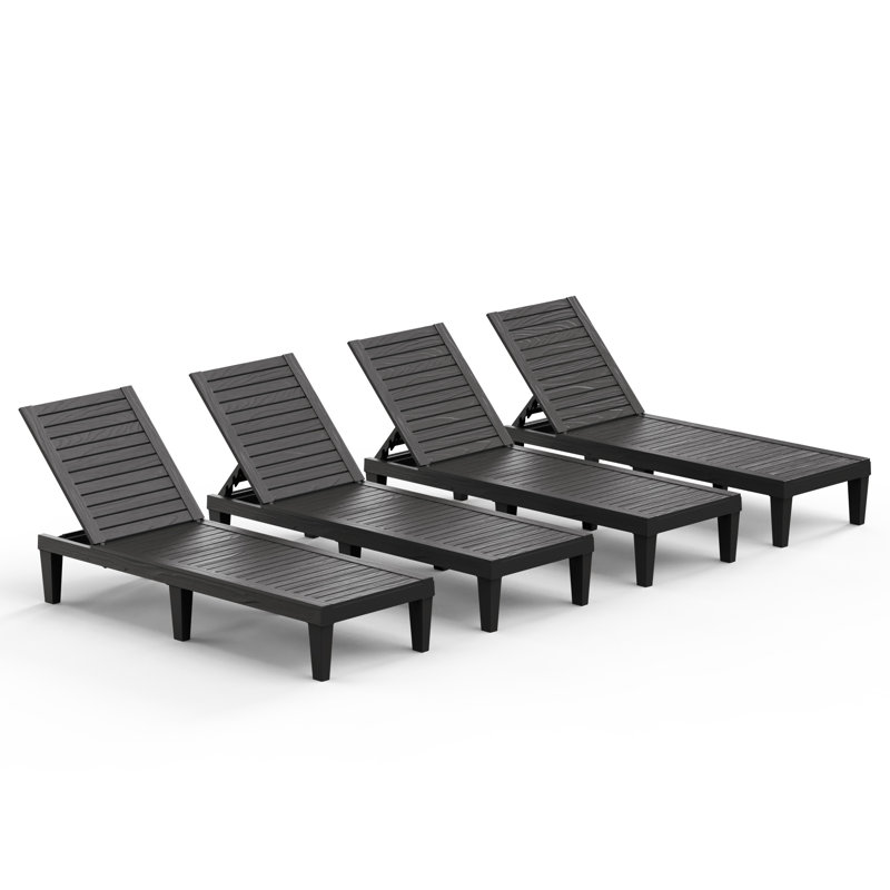 Ensemble de chaise longue d'extérieur, Noir