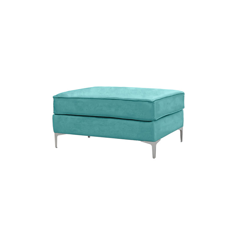Georgio 93cm Wide Velvet Rectangle Ottoman, Turquoise