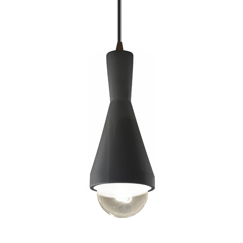 Luminaire suspendu conique à 1 lumière Breeona avec détails en métal, Bronze foncé, Gris brillant