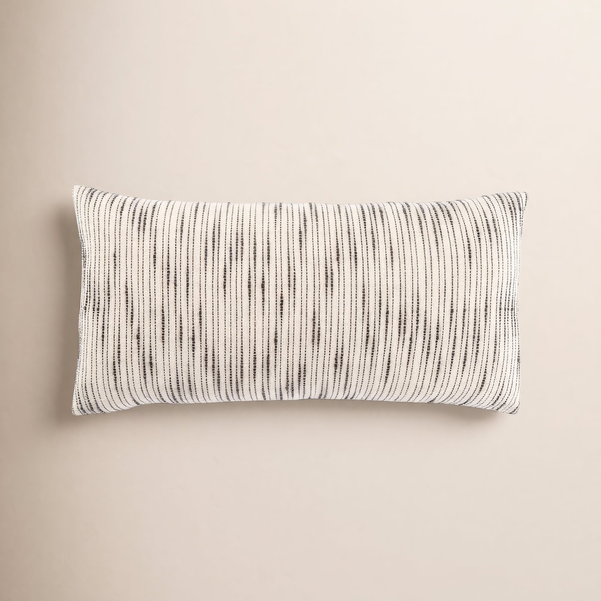 Saxon Stripe Cotton Lumbar Pillow, Polyfill, 12" x 24"