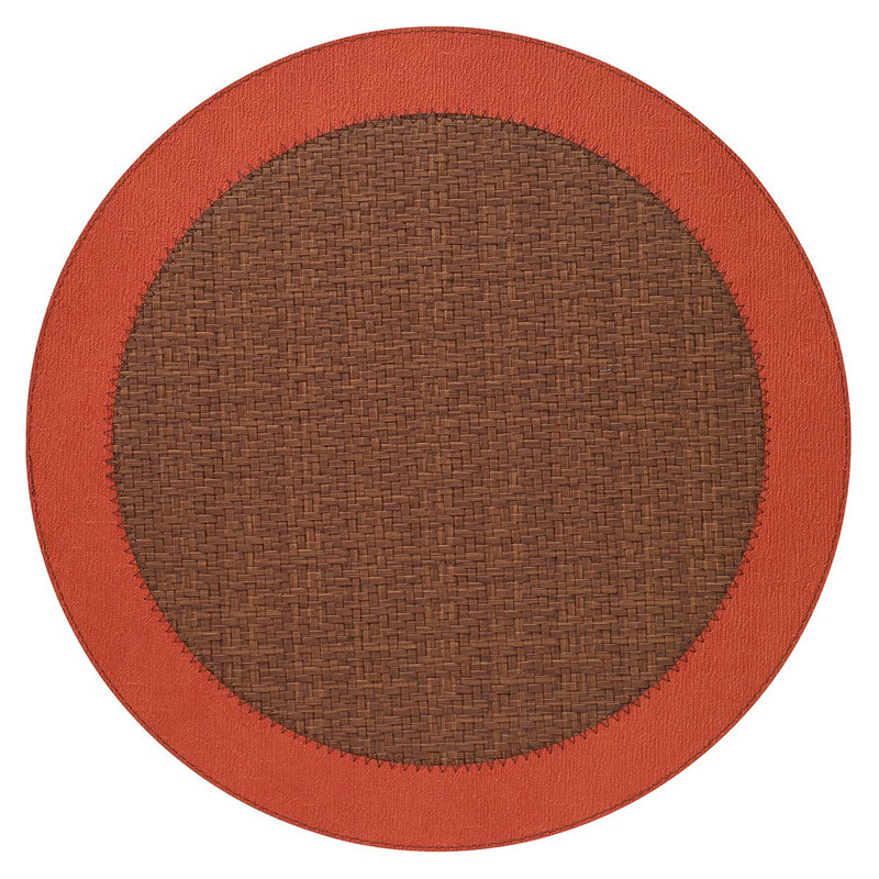 Halo Vinyl Round Placemat, Paprika/Chocolate