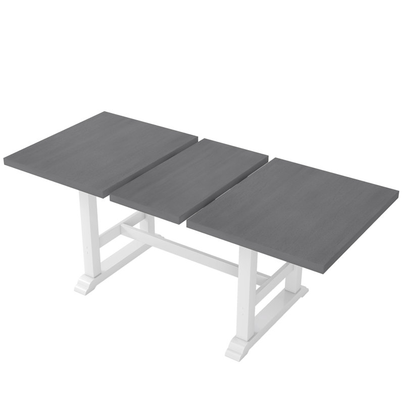 Ensemble de table de salle à manger à tréteaux extensible 6 pièces 76,9 pouces, White