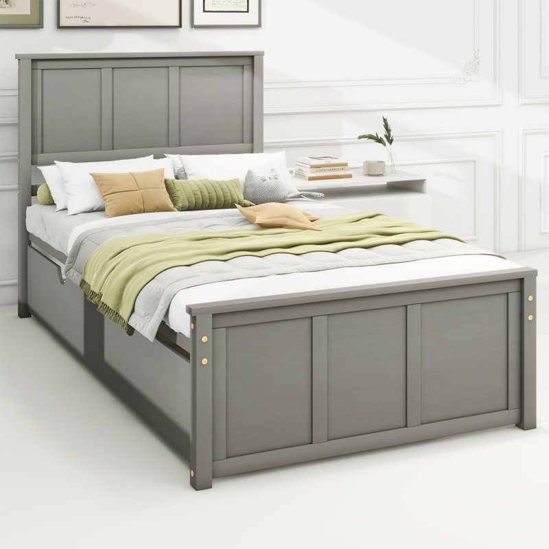 Lit plateforme avec couchette Tamio, Gris