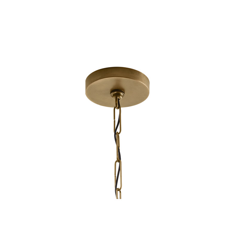 1 - Light Single Pendant, Patinated Brass, Seeded Stone