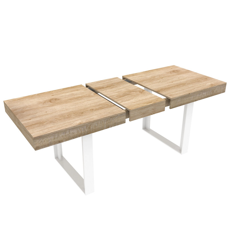 Table de cuisine extensible en bois, avec une extension silencieuse et une table de salle à manger extensible à grain élégant