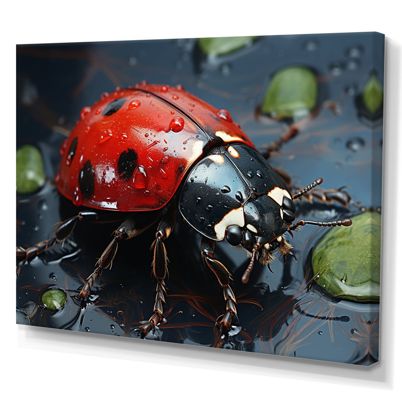 Curious Ladybug Crimson Serenity I - impression, H 34 po x l 44 po x P 1,5 po, Toile tendue