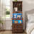 2 Drawers Farmhouse Tall Nightstand with Charging Station and Bookshelf-122980700-132286797