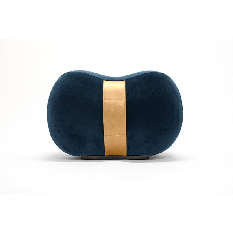 Milo Novelty Ottoman, Ocean/Umber Velvet