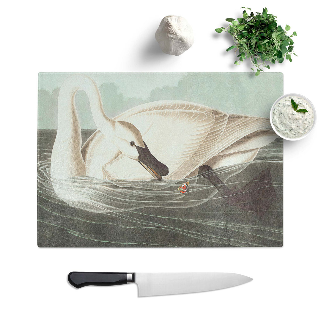 Tempered Glass Trumpeter Swan by John James Audubon Chopping Board