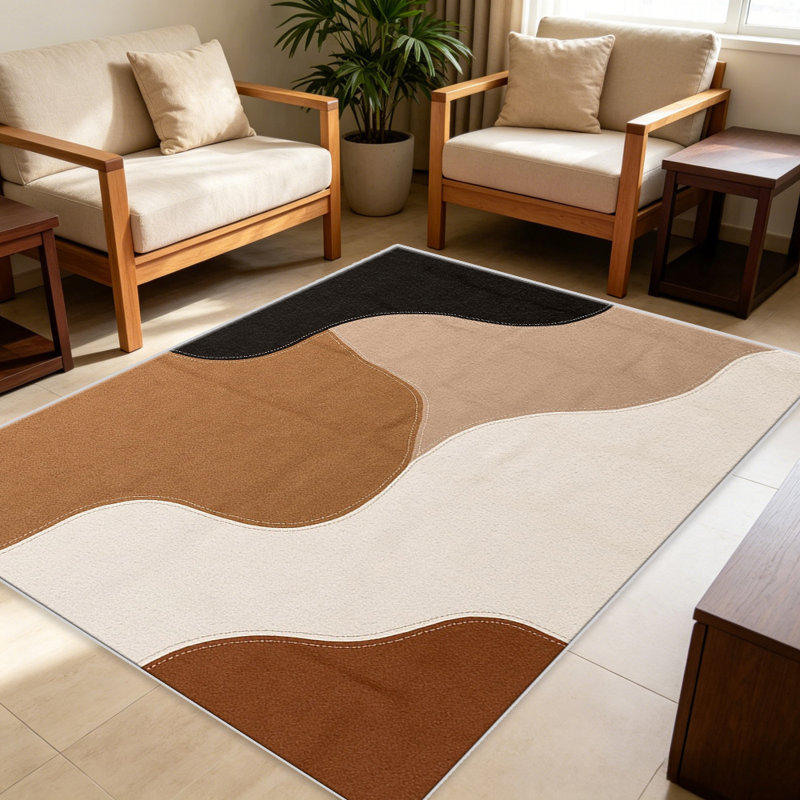 Boho Abstract Terracotta area rugs for Living Room, Soft and Comfortable, Suitable for all seasons, easy to maintain, machine washable Indoor floor mat, Under Table Farmhouse suitable for Bedroom, Dining Room, Study, Patio, Balcony, Home Decor