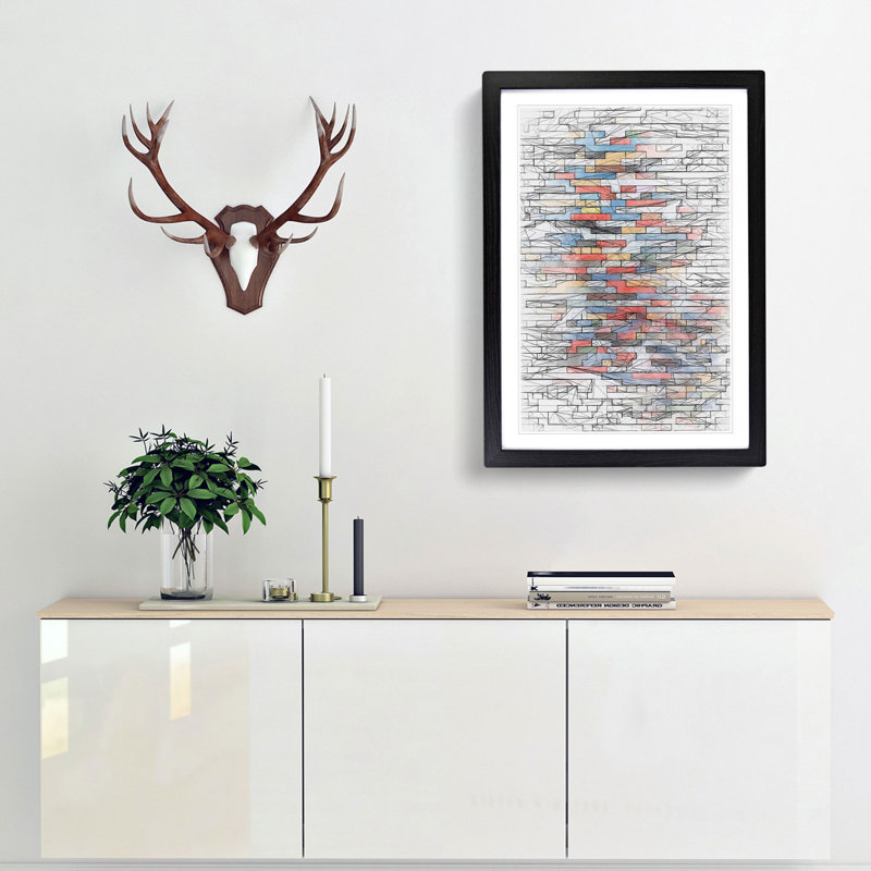Toy Bricks in Abstract - Framed Print, 50cm H x 35cm W x 2cm D, Black