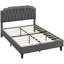Upholstered Bed Frame with with Diamond Button-Tufted Headboard-333022944-332416920