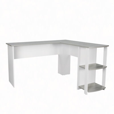 Bureau moderne en L avec tablettes latérales