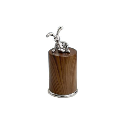 Plas tic Toothpick holder Cute Argent Bunny Toothpick Container Dispenser Imitation Wood Grain Straight Plan Funny Decor Piece For Office Desktopfor Kitchen Home Restaurant