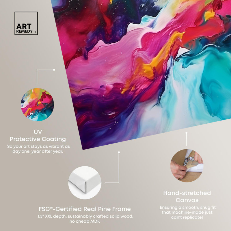 Colourful Galaxy Set Canvas Colourful Urban Art by Art Remedy, 16" H x 24" W, Wrapped Canvas