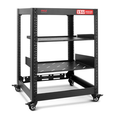 Pyle 15u Server Rack Network Cabinet - Open Frame Rack, Wall Mountable Heavy Duty Designs For Servers & A In Black
