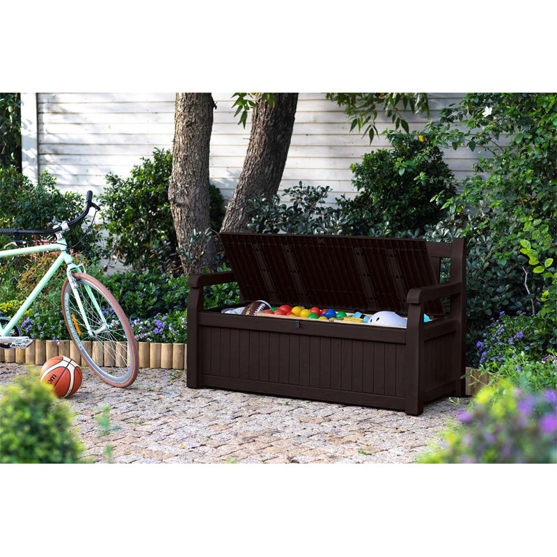 Noir Resin Outdoor Double Seating Storage Bench