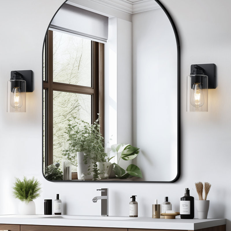 Black Wall Sconces With Clear Glass Shade (2-pack)