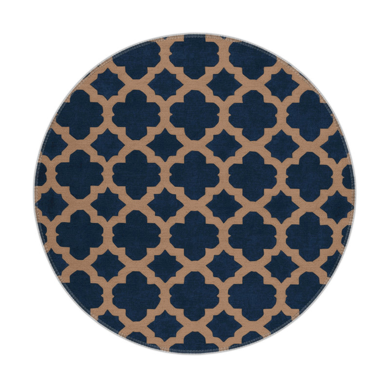 Tapis gris intérieur et extérieur Trellis, Rond 5 pi