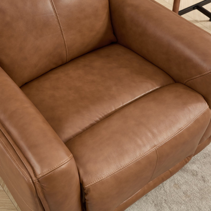 Ensemble de salon inclinable électrique en cuir fleur 3 pièces: 2 fauteuils inclinables électriques + causeuse avec console et Type-C et USB
