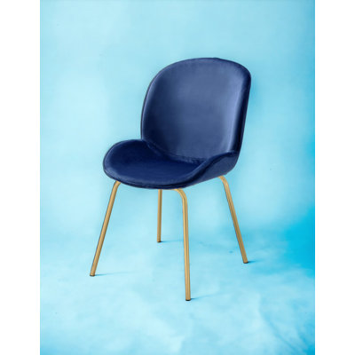 Velvet & Gold Finish Side Chair With Metal Legs(Set Of 2)