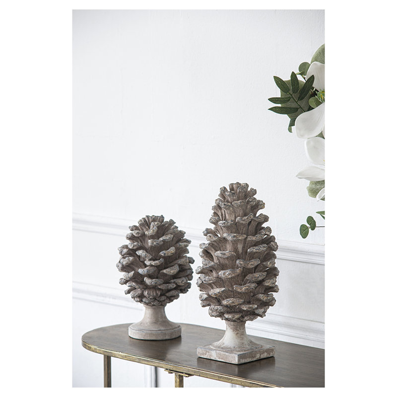 Set of 2 Gray Polyresin Pinecone Table Decor