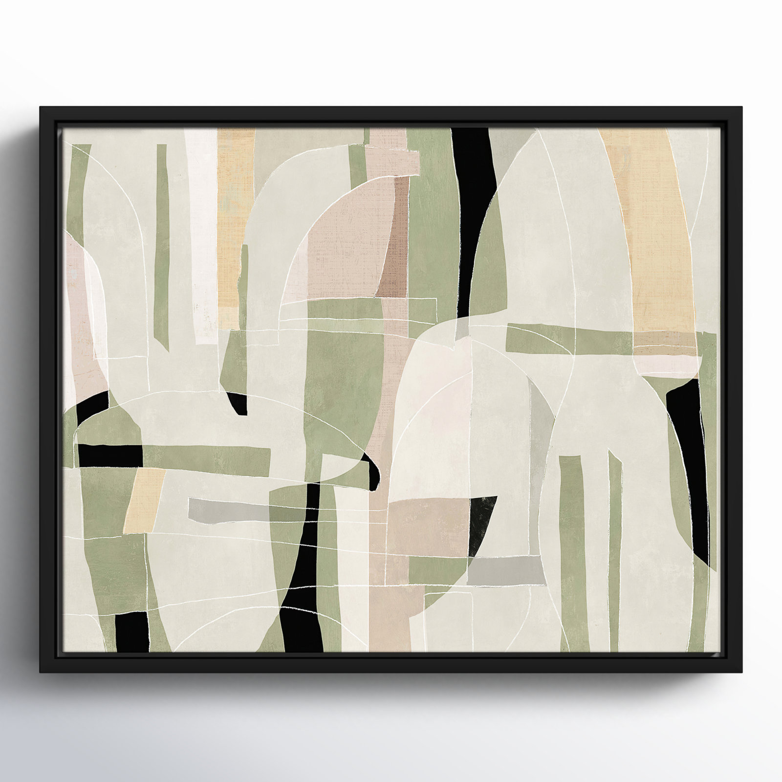 Sunny Barcelona - Floater Frame Canvas, Black, 15.5" W x 12.5" H