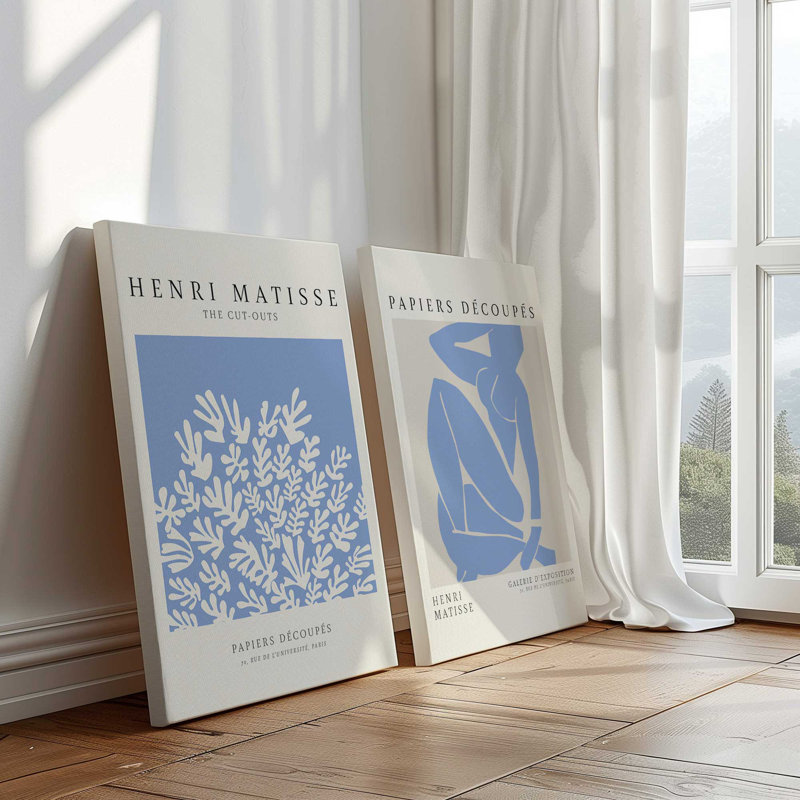 Ensemble de 2 Matisse La Gerbe et Blue Nude, H 31 po x l 48 po, Toile tendue