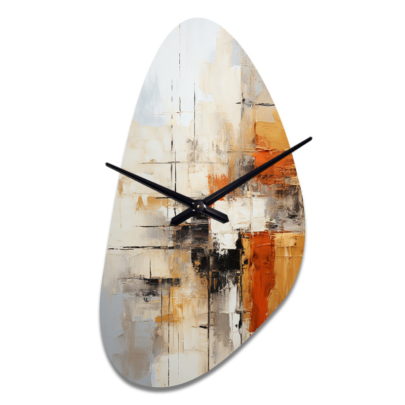 Horloge murale orange orange abstraite, impression fractale - fractales, Médium