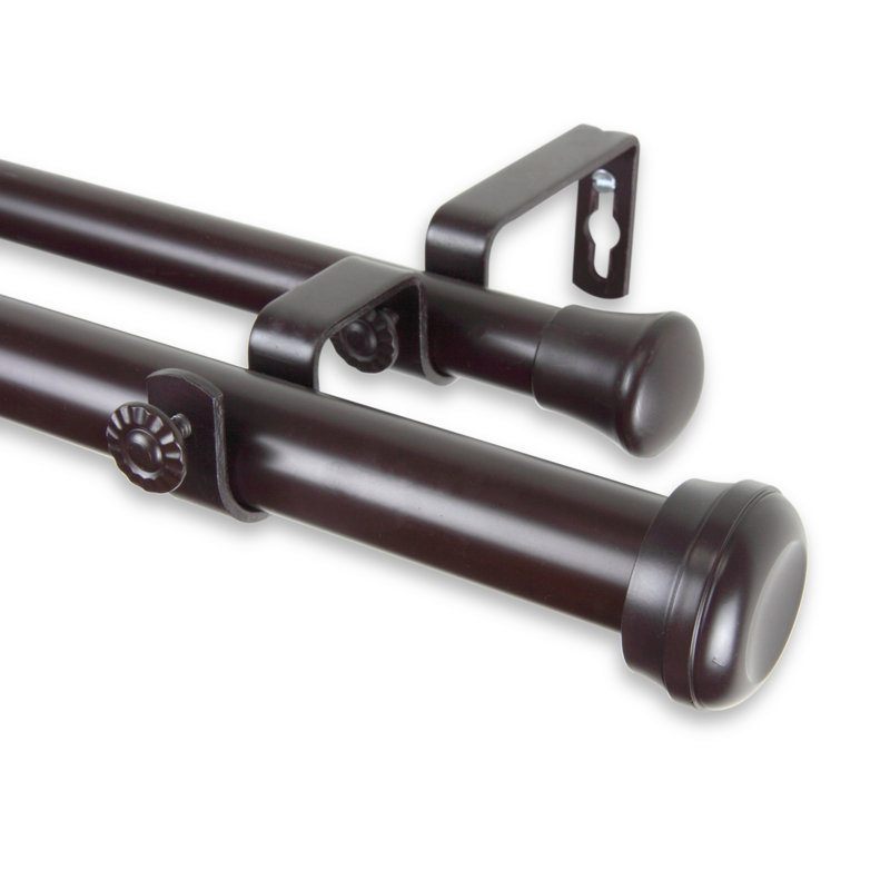 Dadur Steel 1.5'' Single Curtain Rod, 120" - 170" W, Mahogany
