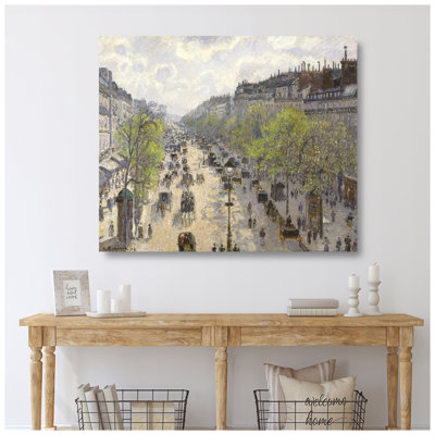 Paris' Boulevard Montmartre by Camille Pissarro Leighton The World Classic Art Reproductions, Giclee Canvas Prints Wall Art for Home Decor, 45x36x1.5