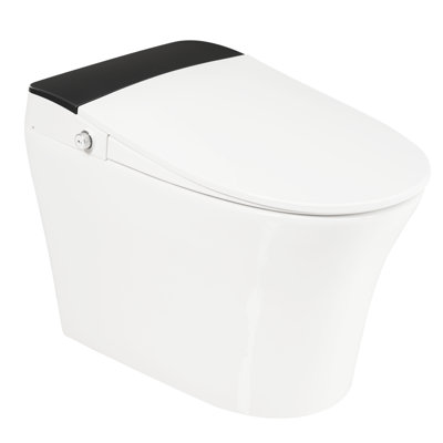 Heated Seat Smart Toilet, One Piece Toilet, Automatic Flush Tankless Toilet Without Bidet, With Foot Sensor Flush, Blue Night Light, Knob Control, Power Outage Flushing, Soft Close Cover,White
