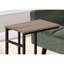 Élégante table de bout en C pour la chambre à coucher - stratifié brun, base moderne en métal taupe