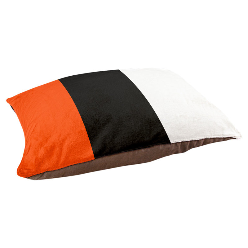 Coussin Designer, Petit (L 18 po x l 28 po), Orange / Noir / Blanc