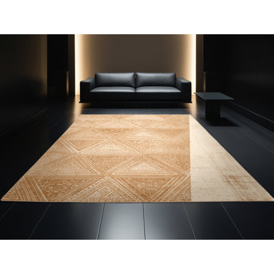 Machine Washable Aedan Samosas Global Inspired Block Print Rug in Brown – Beige Binding
