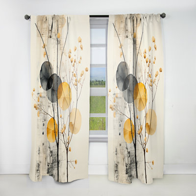 Asian Art Seashell Sumi XII - Asian Art Curtain - Room Darkening Abstract Curtain - 1 Panels
