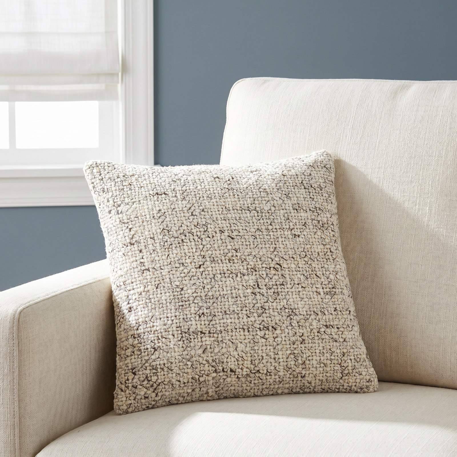 Wool Throw Pillow, 22"H x 22"W, Pillow Cover Only - No Insert, Antique White