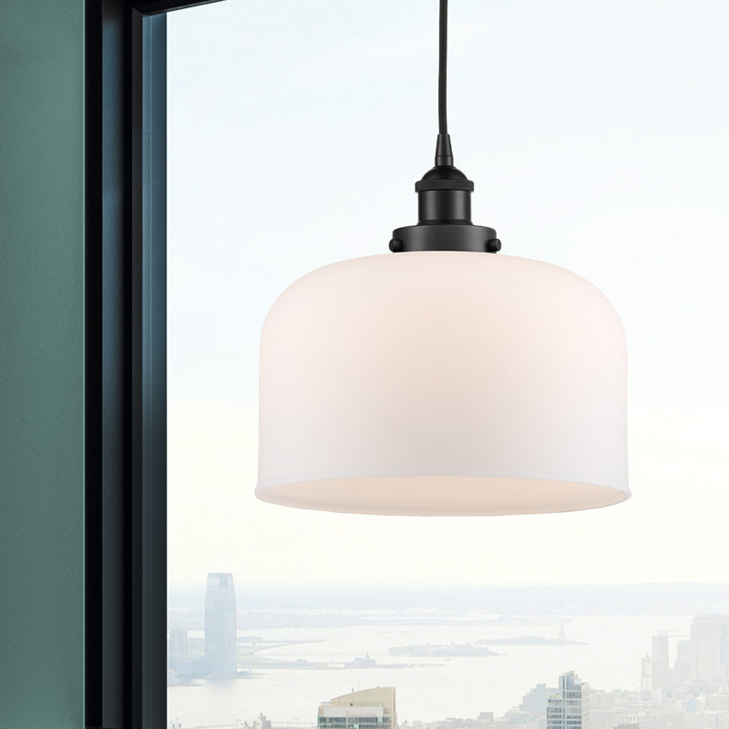 Pattie Bell 1-Light Dimmable Adjustable Height Single Pendant , Matte White, Matte Black