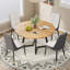 Ensemble de table de salle à manger moderne 5 pièces avec 4 chaises rembourrées, plateau de table effet bois industriel et base en métal robuste, ensemble de salle à manger compact pour petits espaces, appartement, coin-repas-842490443-842490436