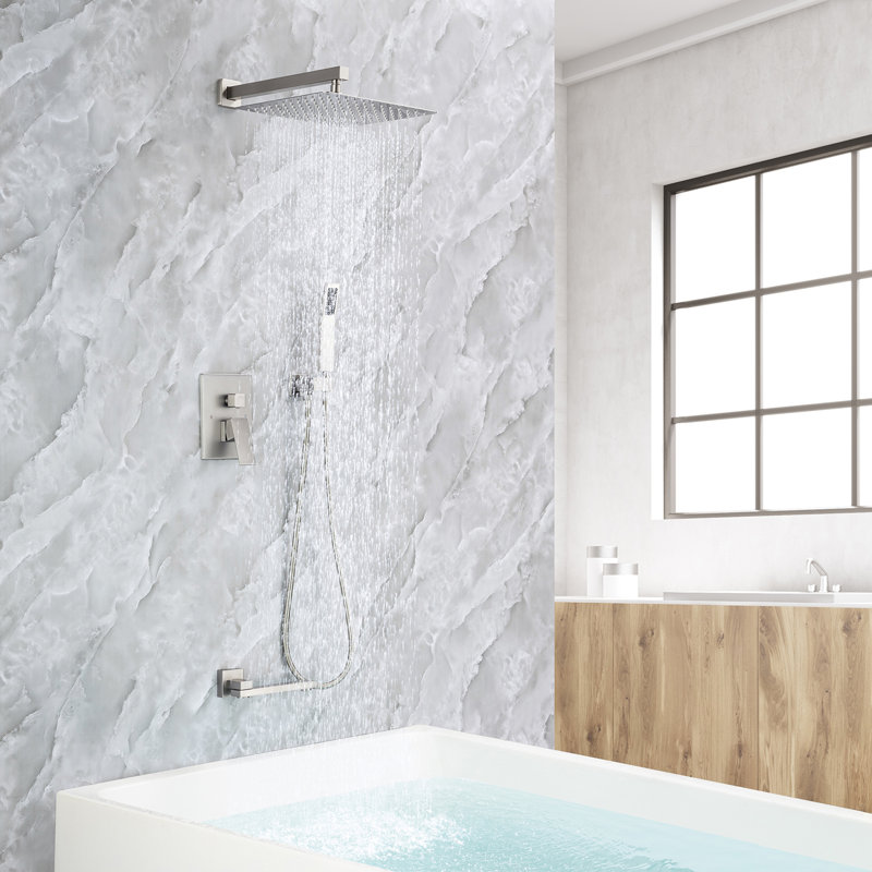 Complete Shower System with Rough in-Valve, Brushed Nickel