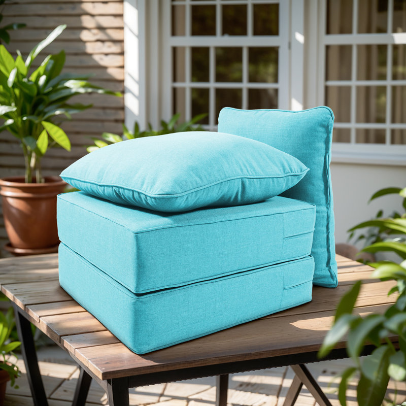 Ensemble de coussin de siège et de dossier en polyester résistant aux intempéries Deb, Bleu clair, 5, L 22 po x P 24 po