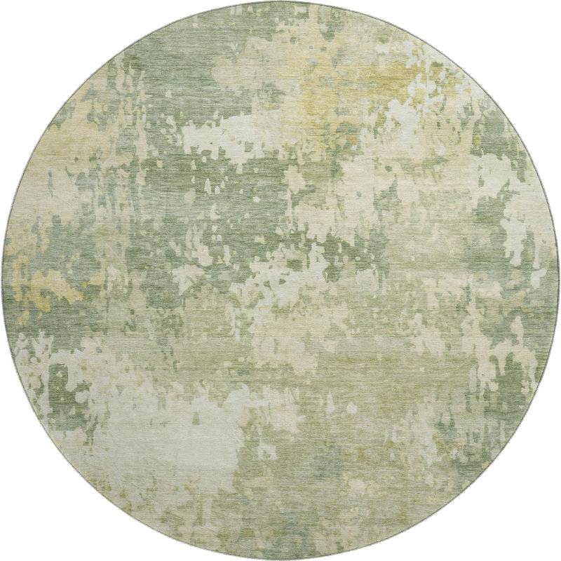Premium Machine Washable Mayfield AMF2142 abstract Rug, Aloe, 8' Round